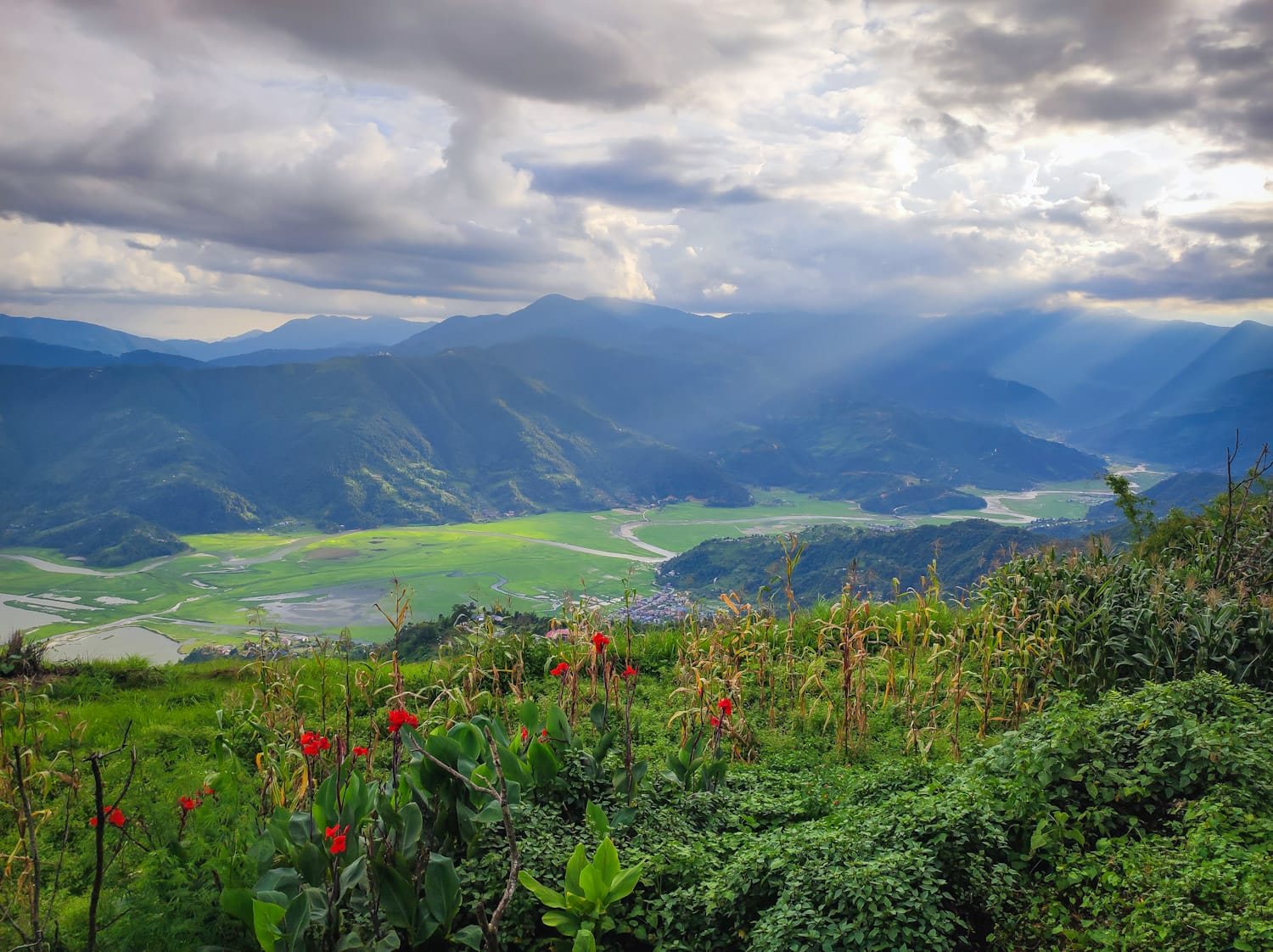 Green hills and lake view Pokhara Nepal
